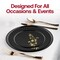 Smarty Had A Party 8.5" Black with Gold Floral Round Plastic Appetizer/Salad Plates, 120PK 228BG-CASE - alternate 8
