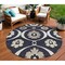 Homeroots 8' Black Ivory And Taupe Round Medallion Washable Indoor Outdoor Area Rug 589592 - alternate 1