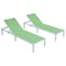 Leisuremod Marlin Patio Chaise Lounge Chair with White Aluminum Frame, Green, 2PK MLW-77G2 - alternate 1