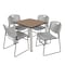 Regency Square Kee Breakroom Table W/ 4 Zeng Stack Chairs, 30 in W, 30 in L, Noble Oak TB3030NOBPCM44GY - alternate 1
