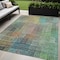 Homeroots 5' X 8' Green Gold And Teal Blue Abstract Washable Indoor Outdoor Area Rug 588427 - alternate 1