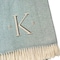 Homeroots 55" X 70" Sky Blue White Herringbone Cotton Blend K Initial Throw Blanket with Tassels Embroidery 680588 - alternate 4