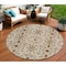 Homeroots 8' Ivory Brown And Red Round Floral Washable Indoor Outdoor Area Rug 604597 - alternate 1