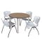 Regency Round Kee Breakroom Table W/ 4 M Stack Chairs, 42 in W, 42 in L, Noble Oak TB42RNDNOBPCM47GY - alternate 1