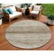 Homeroots 8' Brown And Beige Round Striped Washable Indoor Outdoor Area Rug 589664 - alternate 1