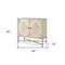 Homeroots 36in Cream and Gray Solid Wood and Iron Carved Geometric Accent Cabinet With Two Doors 611060 - alternate 2
