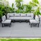 Leisuremod Chelsea 6-Piece Patio Sectional Black Aluminum With Cushions, Light Grey CSBL-6LGR - alternate 8
