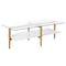 Homeroots 47" White And Gold Glass And Steel Coffee Table With Shelf 521622 - alternate 7