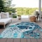 Homeroots 10' X 14' Teal Blue And Navy Blue Nautical Washable Indoor Outdoor Area Rug 581514 - alternate 7