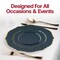 Smarty Had A Party 10.25" Navy with Gold Rim Round Blossom Disposable Plastic Dinner Plates (120 Plates), 120PK 4840NG-CASE - alternate 6