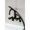 Kingston Brass 7-Inch Adjustable Wall Mount Clawfoot Tub Faucet with Knurled Handle and Hand Shower, Matte Black AE8450RKX - alternate 2