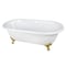 Kingston Brass 66" Cast Iron Oval Double Ended Clawfoot Tub, No Faucet Drillings, White/Brushed Brass VCTND663013NB7 - alternate 1