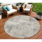 Homeroots 8' Beige And Gray Round Geometric Washable Indoor Outdoor Area Rug 618585 - alternate 1