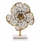 Homeroots 18" Antiqued Gold And White Aluminum And Marble Flowers Abstract Tabletop Sculpture 628148 - alternate 6