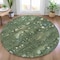 Homeroots 8' Fern Green And Beige Round Abstract Washable Indoor Outdoor Area Rug 631175 - alternate 5