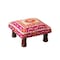 Homeroots 16" Pink Orange And Natural Cotton Embroidered Medallion Footstool 634164 - alternate 7