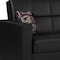 Homeroots 87" Black Faux Leather Convertible Futon Sleeper Sofa And Toss Pillows With Storage 607088 - alternate 8