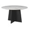 Homeroots 51" White and Black Marble and Wood Pedestal Base Round Top Dining Table 623351 - alternate 1