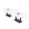 Skutchi Designs Boval Conference Table With Power Unit, 48 in W, 120 in L, White HAR-BOVL-48X120-DOU.BK-W960-EBLK - alternate 1