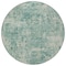 Homeroots 8' Teal Blue And Beige Round Abstract Washable Indoor Outdoor Area Rug 630545 - alternate 7