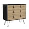 Homeroots 32" Natural and Black Three Drawer Dresser 552270 - alternate 1