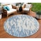 Homeroots 8' Denim Blue And Ivory Round Abstract Washable Indoor Outdoor Area Rug 612649 - alternate 1