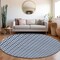 Homeroots 8' Navy Blue And Ivory Round Geometric Washable Indoor Outdoor Area Rug 595573 - alternate 5