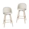Homeroots Set of Two 27" Beige and Oak Fabric and Metal Counter Height Swivel Bar Chairs, 2PK 719204 - alternate 1