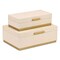 Homeroots Set of Two Cream And Gold Striped Nesting Storage Boxes With Lids, 2PK 712926 - alternate 5