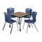 Regency Square Kee Mobile Adjustable Classroom Table W/ 4 Andy Chairs, 30 in W, 30 in L, Noble Oak TB3030NOAPCGY40NV - alternate 1