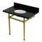 Kingston Brass 36" Black Granite Console Sink with Brass Legs, 8-Inch, 3-Hole, Black Granite/Brushed Brass KVPK3630KB7 - alternate 1