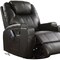 Homeroots 34" Black Leather Match Power Heated Massage Recliner 318863 - alternate 4