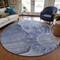 Homeroots 8' Sky Blue And Indigo Round Floral Washable Indoor Outdoor Area Rug 582244 - alternate 7