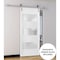 Sartodoors Sturdy Barn Door 3 Lites with Hardware, Lucia 4070 White Silk with Frosted Glass, 6.6FT Rail Hanger LUCIA4070BD-S-WS-18 - alternate 1