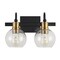 Jonathan Y Marais 14.5" 2-Light Iron/Glass Rustic Vintage LED Vanity Light, Black/Brass Gold JYL3527A - alternate 12