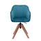 Homeroots Tufted Teal Blue and Natural Upholstered Velvet Dining Arm Chair 521185 - alternate 5