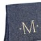 Homeroots 55" X 70" Navy Blue White Herringbone Cotton Blend M Initial Throw Blanket with Tassels Embroidery 680219 - alternate 3