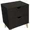 Homeroots 24" Black Wood Two Drawer Nightstand 552255 - alternate 4