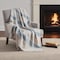 Homeroots 50" X 60" Aqua Cotton Woven Striped Throw Blanket with Fringe 518819 - alternate 3