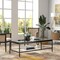 Homeroots 54" Clear And Black Glass And Steel Coffee Table With Shelf 521977 - alternate 6