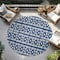 Homeroots 8' Navy Blue And Ivory Round Geometric Washable Indoor Outdoor Area Rug 613791 - alternate 4