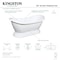 Kingston Brass 60" Acrylic Oval Double Slipper Pedestal Tub, No Faucet Drillings, Glossy White VTPDS602827 - alternate 3
