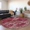 Homeroots 8' Burgundy And Ivory Round Geometric Washable Indoor Outdoor Area Rug 594529 - alternate 5