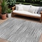 Homeroots 10' X 14' Silver Gray And Charcoal Striped Washable Indoor Outdoor Area Rug 578003 - alternate 1