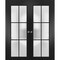 Sartodoors Sliding Double Pocket Door Frosted Tempered Glass Planum 2122 Black 60x84 (2* 30x84) Solid Core PLANUM2122DP-BLK-60 x 84 (2* 30x84) - alternate 1