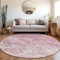 Homeroots 8' Pink And Ivory Round Abstract Washable Indoor Outdoor Area Rug 618312 - alternate 4