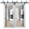 Sartodoors Sliding Closet Clear Glass Barn Bypass Doors, Lucia 2566 White Silk and Aluminum Strips, Sturdy 6. LUCIA2566BBB-WS-60 x 96 (2* 30x96) - alternate 1
