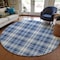 Homeroots 8' Navy Blue And Ivory Round Plaid Washable Indoor Outdoor Area Rug 597119 - alternate 6