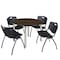 Regency Round Kee Breakroom Table W/ 4 M Stack Chairs, 42 in W, 42 in L, Neo Walnut TB42RNDNWBPCM47BK - alternate 1