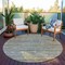 Homeroots 8' Pewter Round Striped Washable Indoor Outdoor Area Rug 607970 - alternate 7